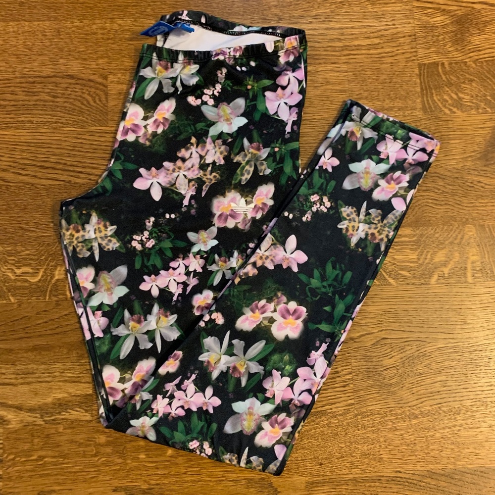 Adidas Orchid Floral Print Athletic Leggings